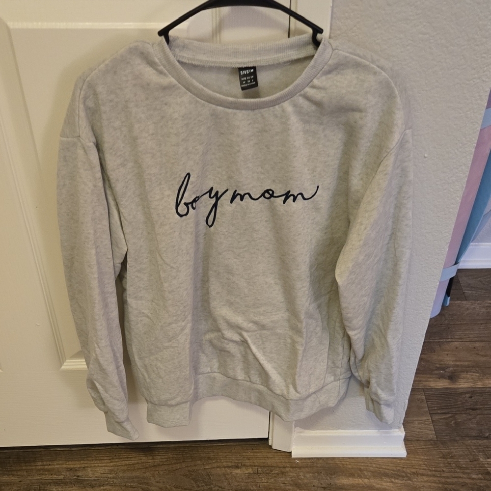 SHEIN Gray Long Sleeve Relaxed Sweatshirt